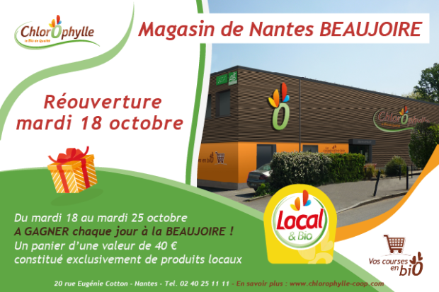 Magasin bio Chlorophylle Nantes Beaujoire
